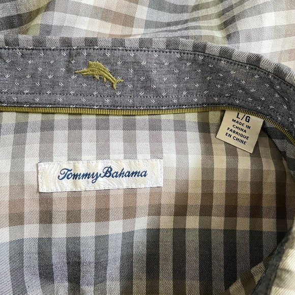 Tommy Bahama Surf Springs Stripe‎ Shirt Mens L Button Up Cotton Silk Long Sleeve - Picture 6 of 7
